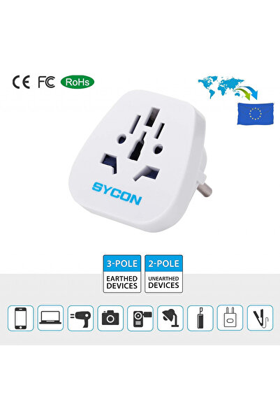 Sycon adaptor universal, plastic, alb, 5,5 x 5,5 x 4,5 cm