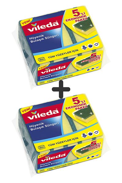 Vileda Green Classic Flat Sponge - 2 Pack of 5
