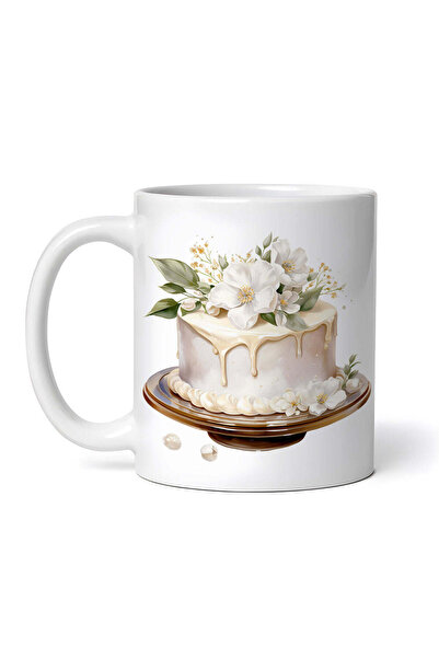 OEM Εξατομικευμένη λευκή κούπα, Γαμήλια τούρτα με λευκά λουλούδια, INOVATIX®....