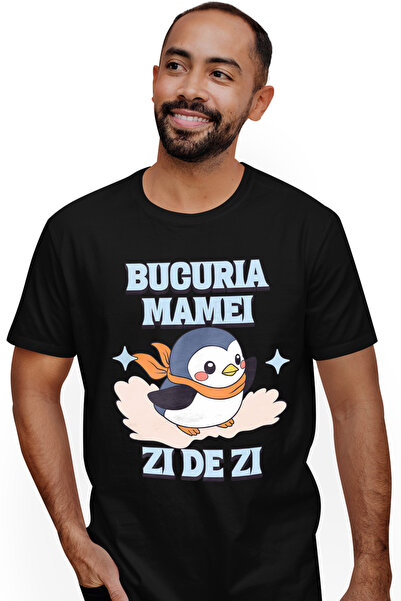 StoryGift Romania Tricou Barbati Bucuria Mamei, Zi De Zi Pinguin In Nor Famil...