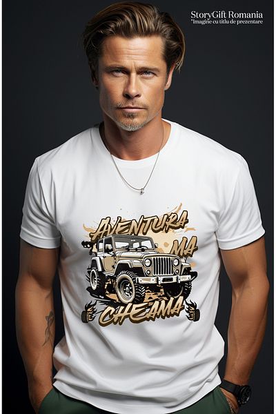 StoryGift Romania Men's T-Shirt Adventure Calls Me, Massive Off-Road Vehicle, Forest Camping With Print On Left F