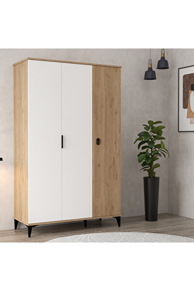Evmo Home 6303 Neva 3 Kapılı 200 Cm Gizli Çekmeceli Gardırop , Elbise Dolabı ...