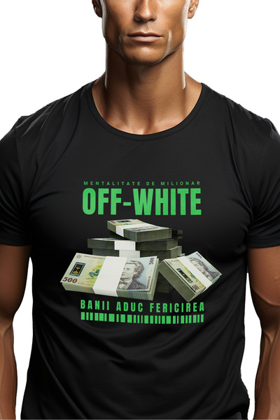 StoryGift Romania Tricou Barbati Off-white - Banii Aduc Fericirea Cu Imprimeu...