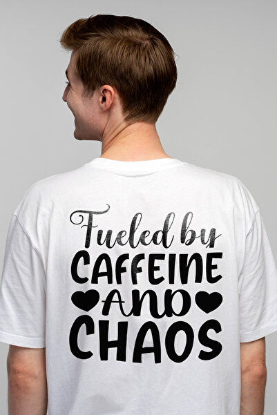 StoryGift Romania Tricou Barbati Cu Inimioare Si Textul "alimentat Cu Cafeina...