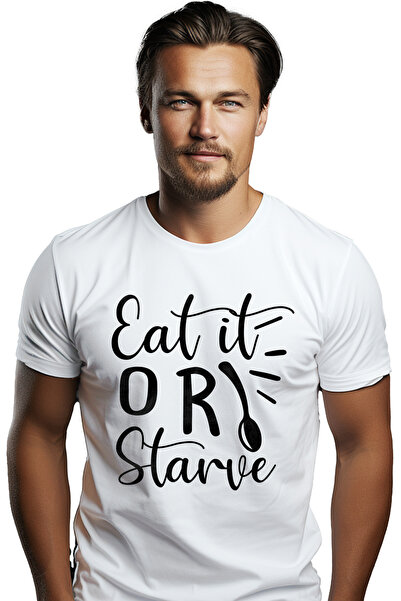 StoryGift Romania Tricou Barbati Cu Mesajul In Engleza "eat It Or Starve" - M...