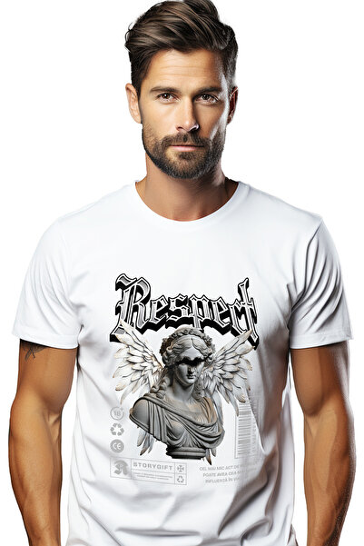 StoryGift Romania Tricou Barbati Respect - Statuie Inger Cu Aripi Cu Imprimeu...