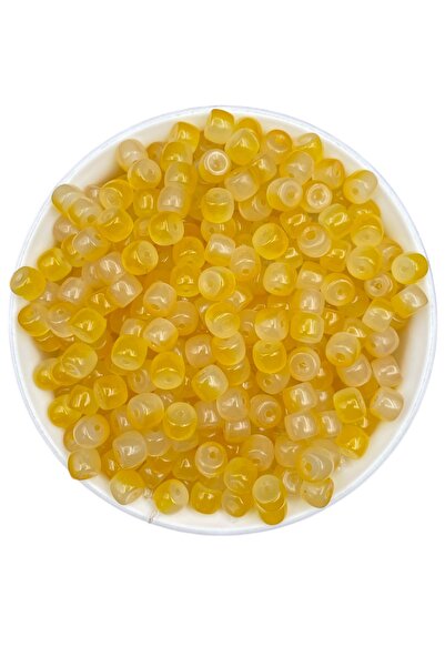 Hedef Bijuteri 50Gr Glass Cylinder 9X6Mm Marbled Yellow Beads for Jewelry, Ho...