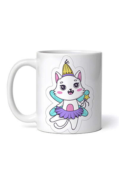 OEM Εξατομικευμένη λευκή κούπα, Γάτα Μπαλαρίνα, INOVATIX®. 330ml