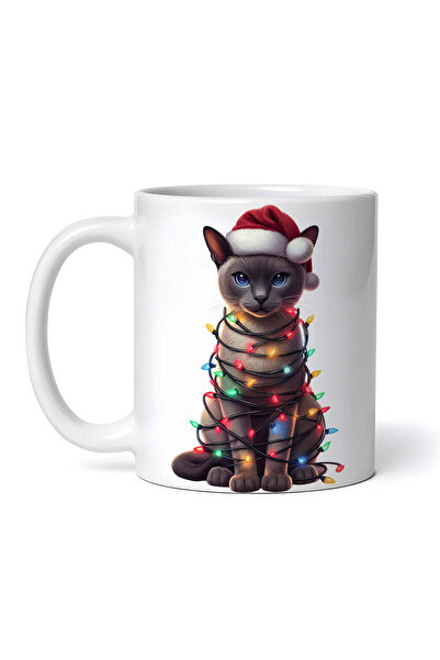 OEM Εξατομικευμένη λευκή κούπα, Χριστουγεννιάτικη γάτα Τονκινέζικου στιλ, INO...