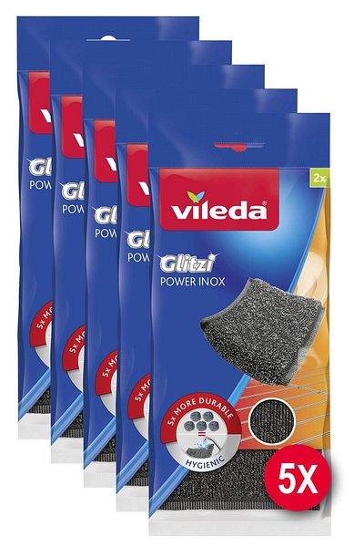Vileda Power Inox Steel Dish Sponge - 5 Pack of 2