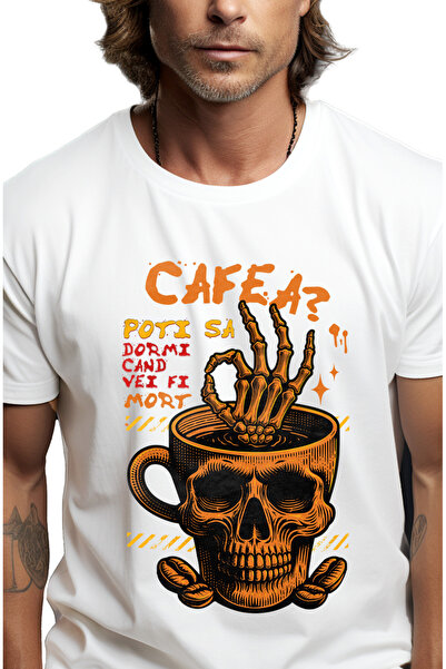 StoryGift Romania Tricou Barbati Cana De Cafea Cu Forma Cap De Craniu, Coffe ...
