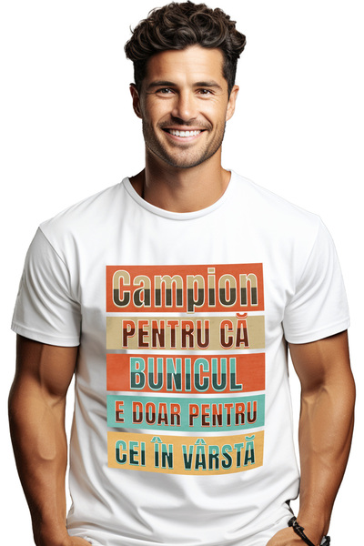 StoryGift Romania Tricou Barbati Campion Bunicul, Bunici, Familie, Nepoti, Iu...