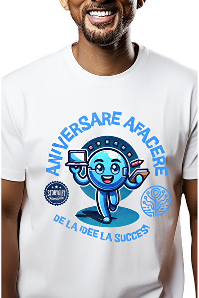 StoryGift Romania Tricou Barbati Aniversare Afacere De La Idee La Succes, Ant...