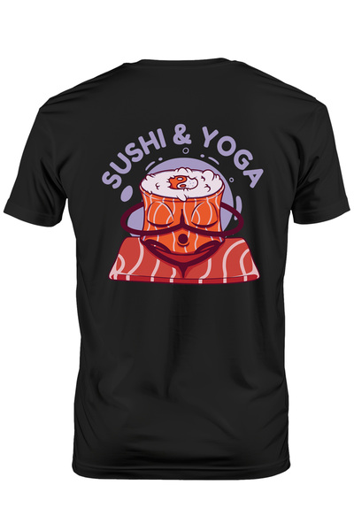 StoryGift Romania Tricou Barbati Cu Mesaj Sushi&yoga, Sushi Care Face Yoga, R...