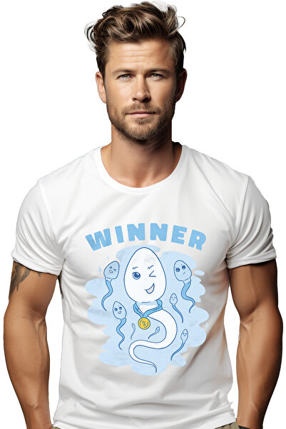 StoryGift Romania Tricou Barbati Cu Mesaj Amuzant In Engleza Winner Sperm, Me...