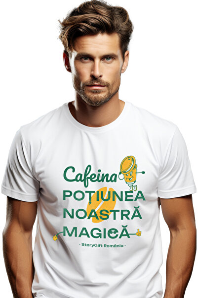 StoryGift Romania Tricou Barbati Cafeina – Potiunea Noastra Magica Energie Vi...