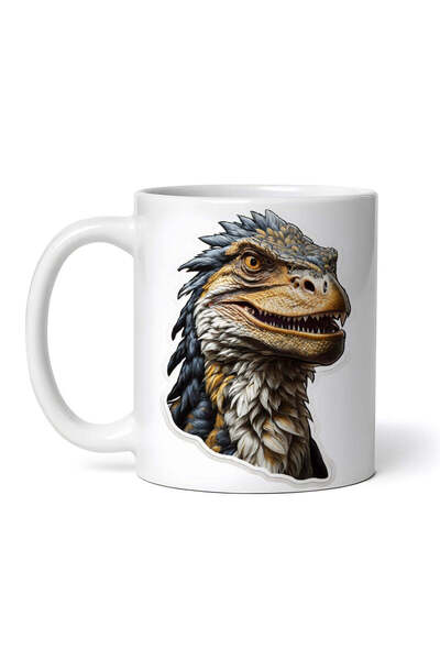 OEM Cană albă personalizată, portret de Velociraptor, INOVATIX®. 330ml