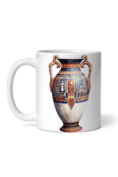 OEM Cană albă personalizată, vază ceramică egipteană, INOVATIX®. 330ml