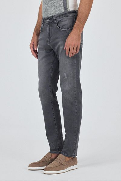 İmza Gray Gabardine 5 Pocket Straight Leg Casual Slim Fit Cotton Denim Trousers 1023250150