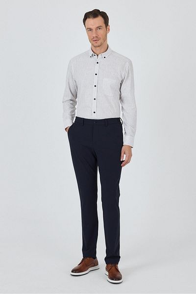 İmza Dark Navy Blue Flexible Side Pocket Casual Slim Fit Jogger Trousers 1003250162