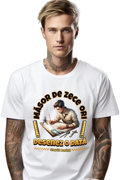 StoryGift Romania Tricou Barbati Barbat Arhitect Schite Desen Text Masor De 1...