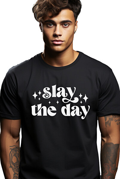 StoryGift Romania Tricou Barbati Cu Mesajul "slay The Day" - Ucide Ziua Fa Ce...