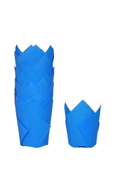 Bensüs 200Pcs Classic Tulip Capsule Blue Muffin Cake Mold, Tulip