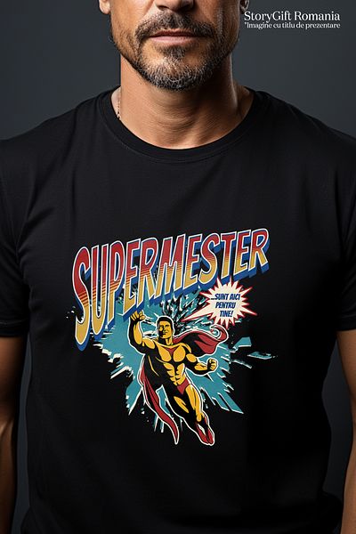 StoryGift Romania Men's T-Shirt Super Mester Superhero I'm Here For You With Print On The Front, 100% Cotton