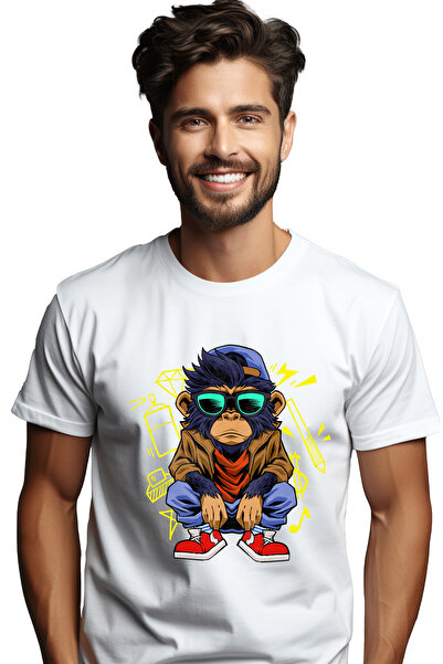 StoryGift Romania Tricou Barbati Cu Maimuta, Sapca, Ochelari, Tenesi, Cu Impr...