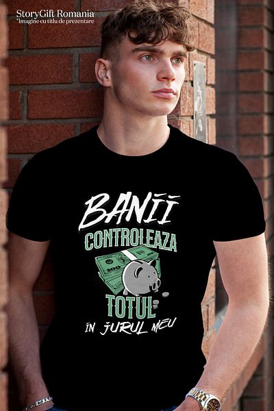 StoryGift Romania Men's T-Shirt Money Controls Everything Around Me Stack With Front Print, 100% Cotton Stg