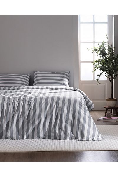 Madame Coco Avignon King Size 100% Cotton Ranforce Printed Duvet Cover Set - Anthracite