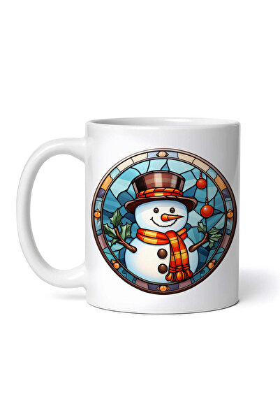 OEM Cană albă personalizată, vitraliu cu un om de zăpadă fericit, INOVATIX®. ...