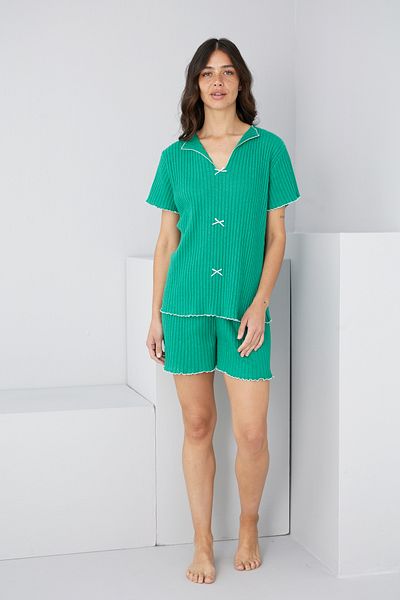 Siyah İnci Green Seasonal Slim Bow Shorts Suit7880