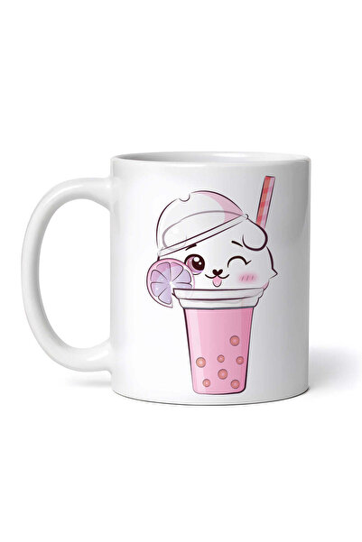 OEM Cană albă personalizată, Pisică dulce într-un pahar de suc, INOVATIX®. 330ml