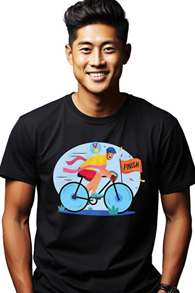 StoryGift Romania Tricou Barbati Cu Biciclist, Cursa, Ciclism, Panglica, Cast...