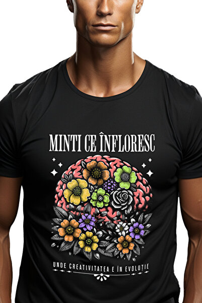 StoryGift Romania Tricou Barbati Creier Cu Flori Minti Ce Înfloresc. Creativi...