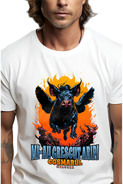 StoryGift Romania Tricou Barbati Cand Zboara Porci Haios Porc Cu Aripi Mi-au ...