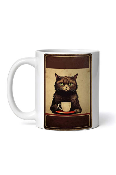 OEM Cană albă personalizată, Pisică luând micul dejun, INOVATIX®. 330ml