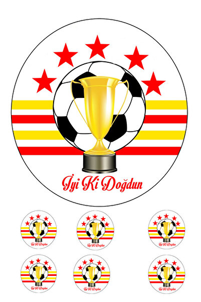 Pasta9 Yenilebilir Pasta Resmi Futbol Modeli 6-8-10 Kişilik Pastaya Uygun