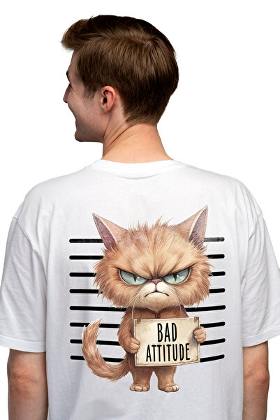 StoryGift Romania Tricou bărbătesc cu pisică în închisoare cu mesajul „atitud...