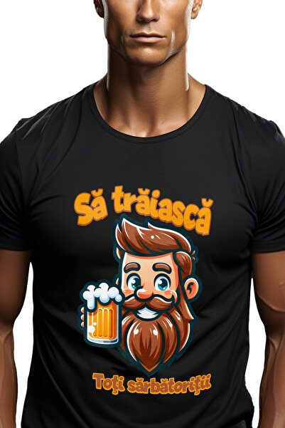 StoryGift Romania Tricou Barbati Barbat Vesel Cu Haba De Bere Sa Traiasca Toț...