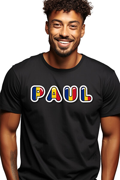 StoryGift Romania Tricou Barbati Cu Numele Paul, Romania, Suporter, Steagul R...