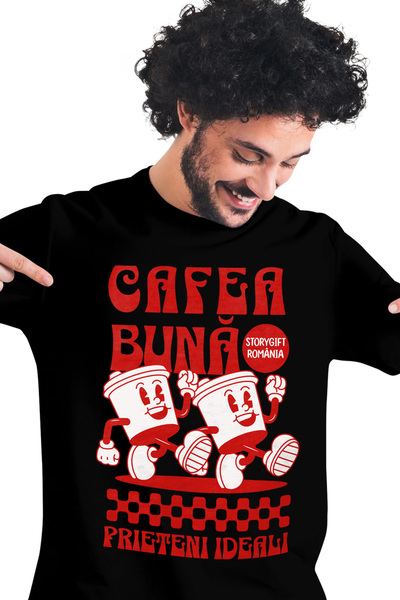 StoryGift Romania Tricou Barbati Cafea Buna Energie De Dimineata Prieten Idea...