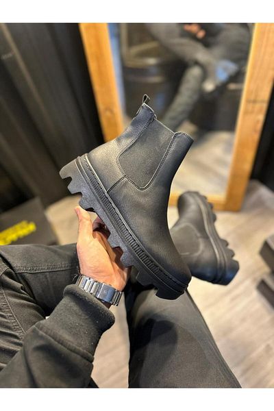 Knack Chelsea Boots 113 - High Sole, Black (Black Sole)