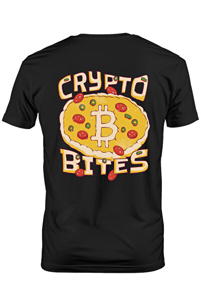 StoryGift Romania Tricou bărbătesc cu pizza Bitcoin, mușcături de criptomoned...