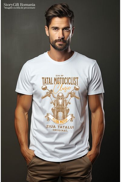 StoryGift Romania Tricou Barbati Cel Mai Buntatal Motor Familie Relatie Tata Copi Cu Imprimeu Pe Fata, 100% Stg