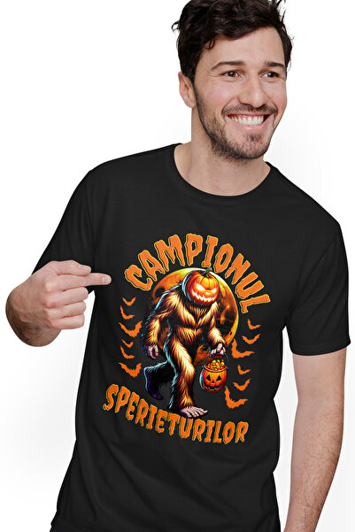 StoryGift Romania Tricou Barbati Campionul Sperieturilor Big-foot Costumat H4...