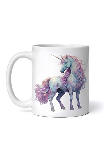 OEM Cană albă personalizată, Unicorn cu coadă roz, INOVATIX®. 330ml