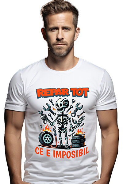 StoryGift Romania Tricou Barbati Schelete Mecanic Mesaj Repar Tot Ce E Strica...