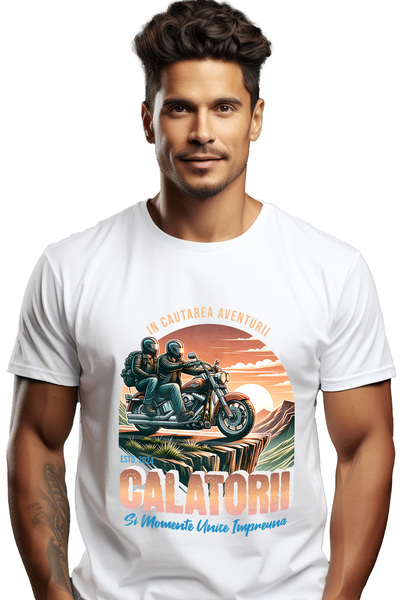 StoryGift Romania Tricou Barbati Calatorii Pe Motocicleta - In Cautarea Avent...